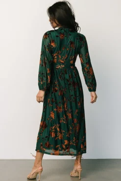 Hot Baltic Born Christine Velvet Embossed Midi Dress | Jade