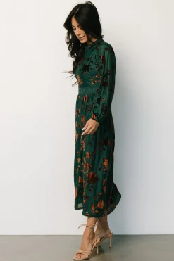 Hot Baltic Born Christine Velvet Embossed Midi Dress | Jade
