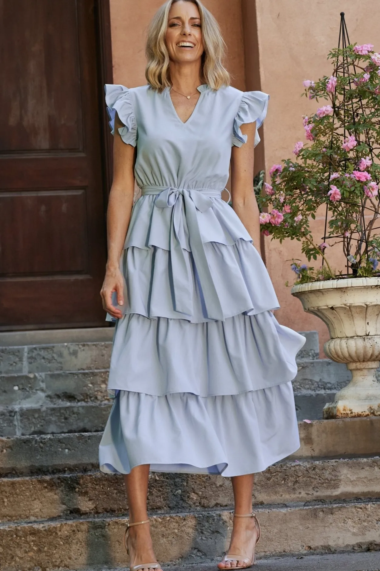 Clearance Baltic Born Chrysanthi Tiered Dress | Light Blue LightBlue