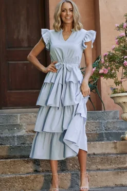 Clearance Baltic Born Chrysanthi Tiered Dress | Light Blue LightBlue