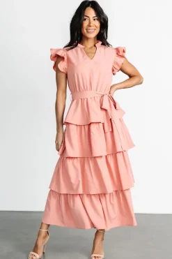 Discount Baltic Born Chrysanthi Tiered Dress | Dusty Coral DustyCoral