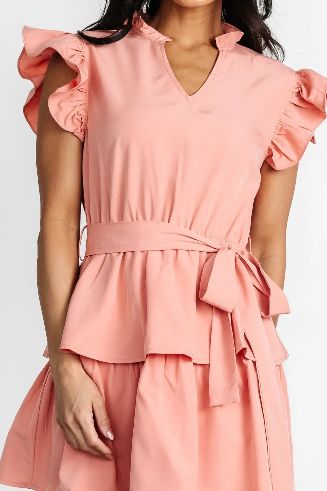 Discount Baltic Born Chrysanthi Tiered Dress | Dusty Coral DustyCoral
