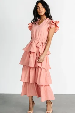 Discount Baltic Born Chrysanthi Tiered Dress | Dusty Coral DustyCoral