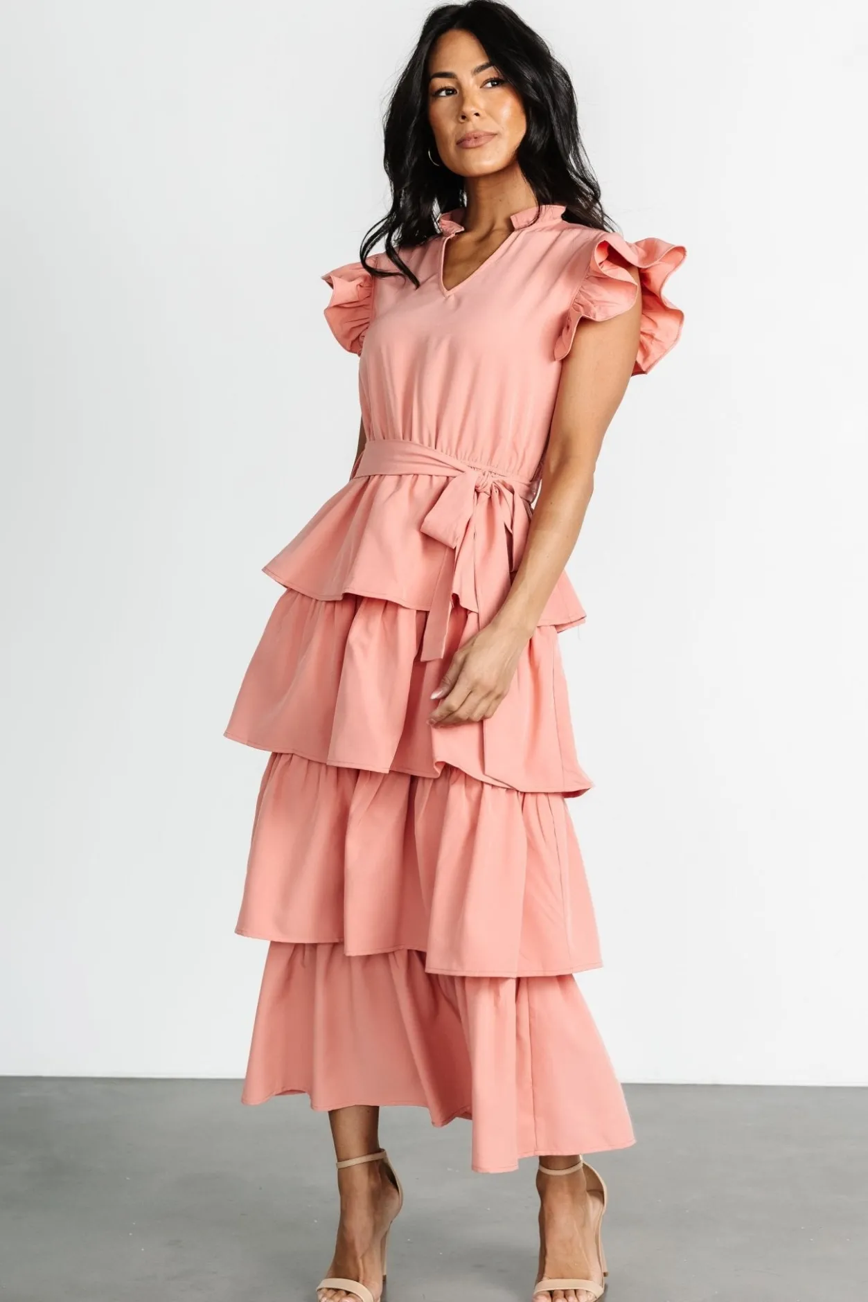 Discount Baltic Born Chrysanthi Tiered Dress | Dusty Coral DustyCoral
