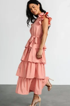 Discount Baltic Born Chrysanthi Tiered Dress | Dusty Coral DustyCoral