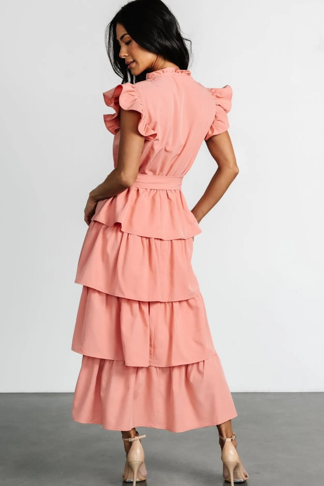 Discount Baltic Born Chrysanthi Tiered Dress | Dusty Coral DustyCoral
