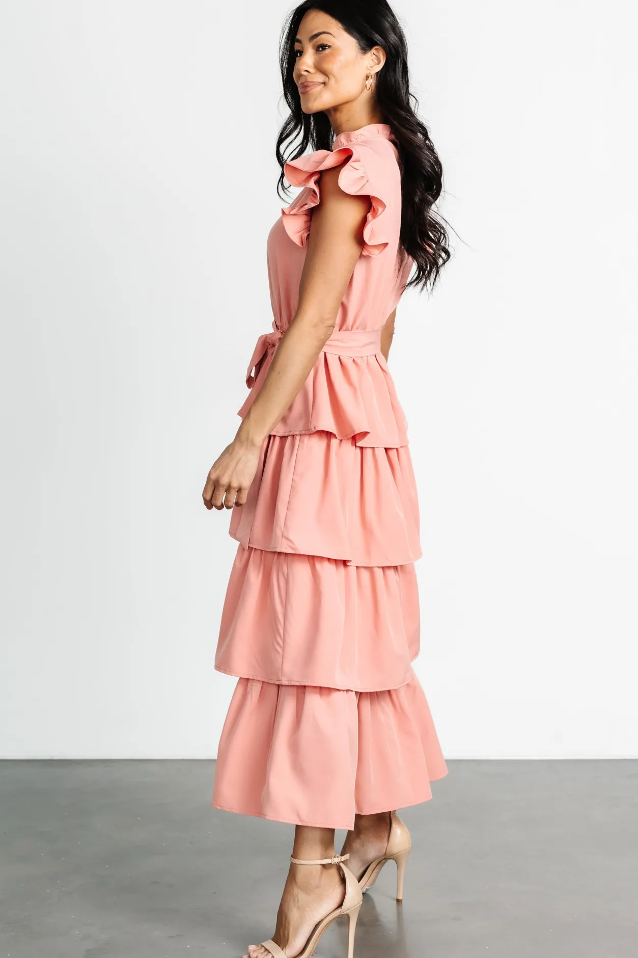 Discount Baltic Born Chrysanthi Tiered Dress | Dusty Coral DustyCoral