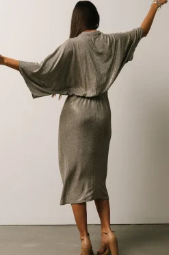 Fashion Baltic Born Ciara Ruched Midi Dress | Silver Metallic SilverMetallic