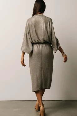 Fashion Baltic Born Ciara Ruched Midi Dress | Silver Metallic SilverMetallic