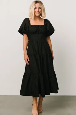 Fashion Baltic Born Cindy Puff Sleeve Tiered Dress | Black