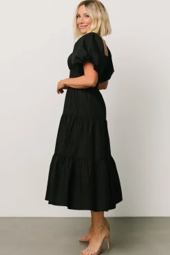 Fashion Baltic Born Cindy Puff Sleeve Tiered Dress | Black