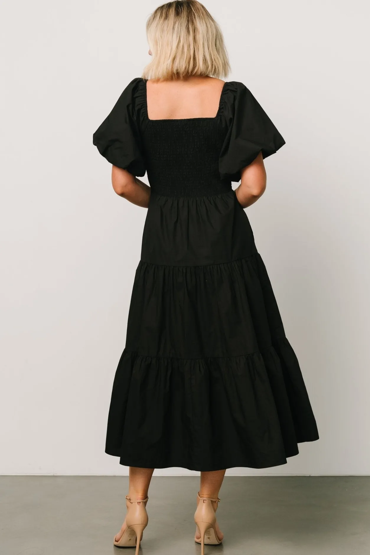 Fashion Baltic Born Cindy Puff Sleeve Tiered Dress | Black