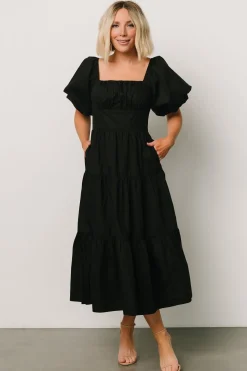 Fashion Baltic Born Cindy Puff Sleeve Tiered Dress | Black