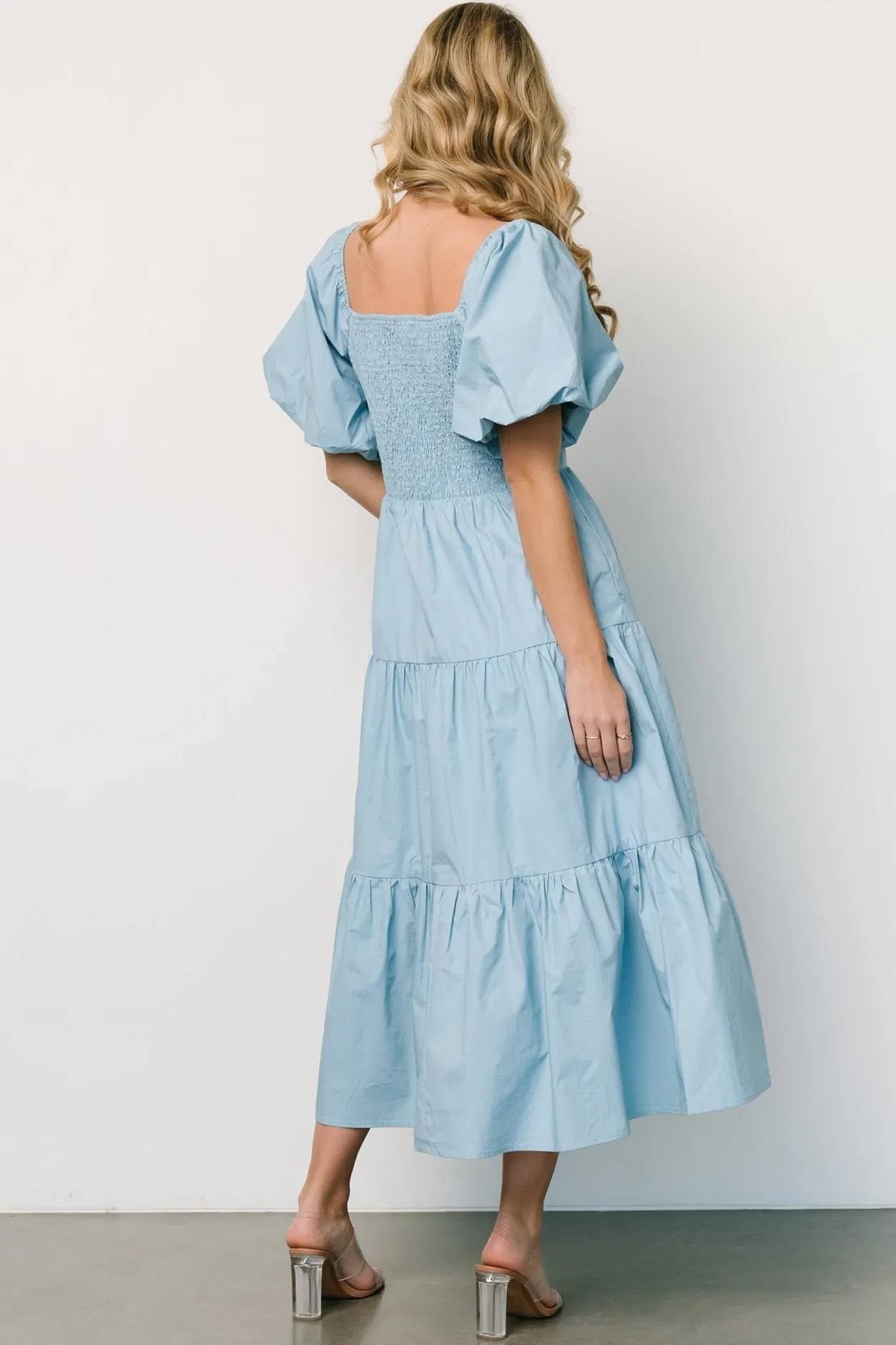 Discount Baltic Born Cindy Puff Sleeve Tiered Dress | Blue