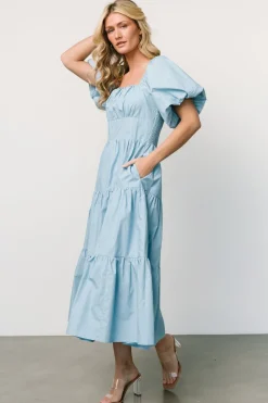 Discount Baltic Born Cindy Puff Sleeve Tiered Dress | Blue