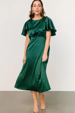 Sale Baltic Born Cinta Satin Midi Dress | Emerald