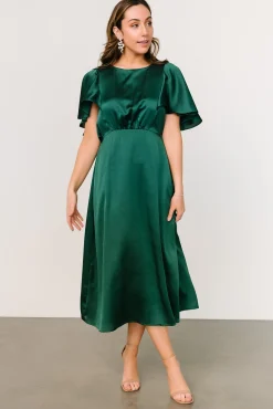 Sale Baltic Born Cinta Satin Midi Dress | Emerald