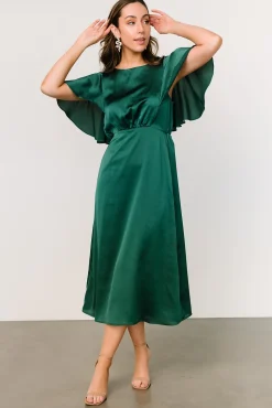 Sale Baltic Born Cinta Satin Midi Dress | Emerald