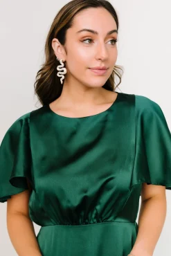 Sale Baltic Born Cinta Satin Midi Dress | Emerald