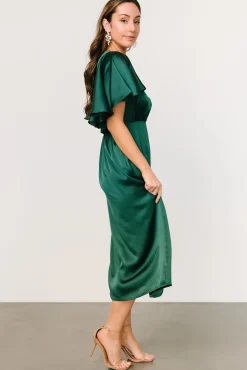 Sale Baltic Born Cinta Satin Midi Dress | Emerald