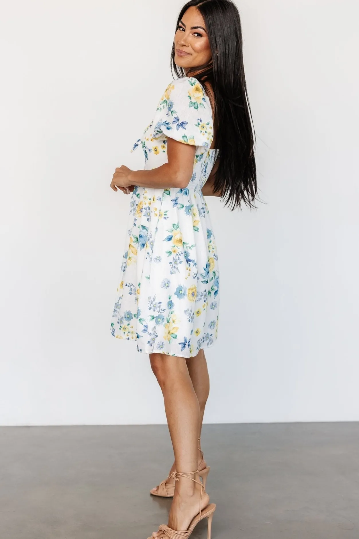 Hot Baltic Born Clarette Short Dress | White Floral WhiteFloral