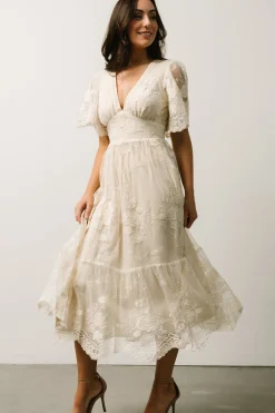 Outlet Baltic Born Clarisa Lace Midi Dress | Vintage Cream VintageCream