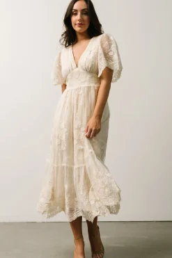 Outlet Baltic Born Clarisa Lace Midi Dress | Vintage Cream VintageCream