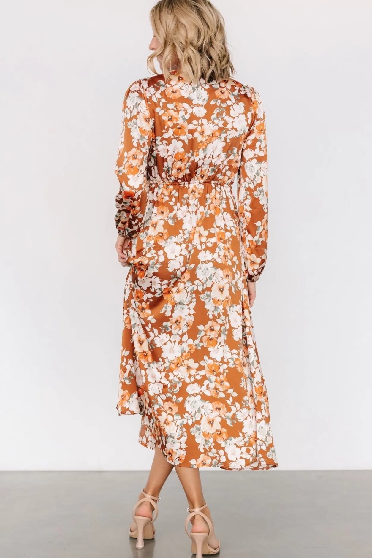 Hot Baltic Born Clarissa Faux Wrap Midi Dress | Copper + Ivory Copper+Ivory