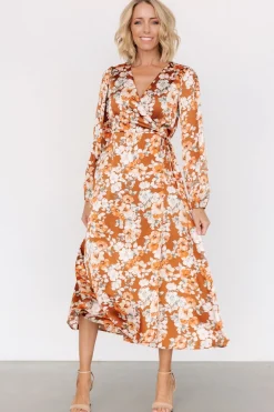 Hot Baltic Born Clarissa Faux Wrap Midi Dress | Copper + Ivory Copper+Ivory