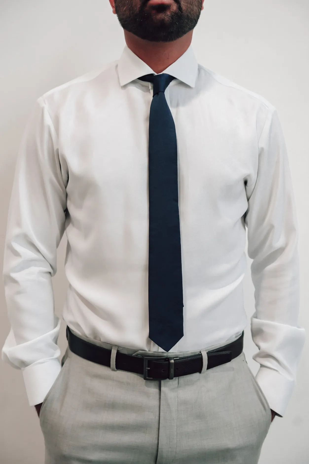 New Baltic Born Classic Satin Tie | Navy