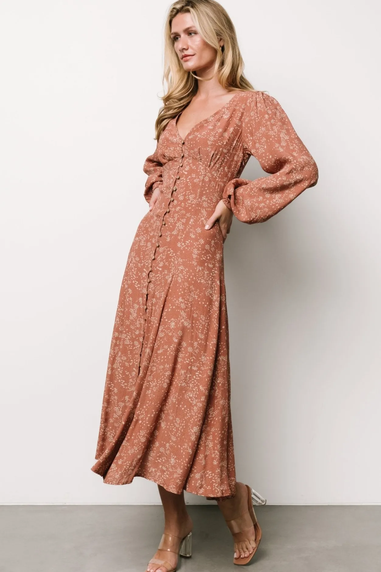 Clearance Baltic Born Claudine Maxi Dress | Dusty Clay Print DustyClayPrint