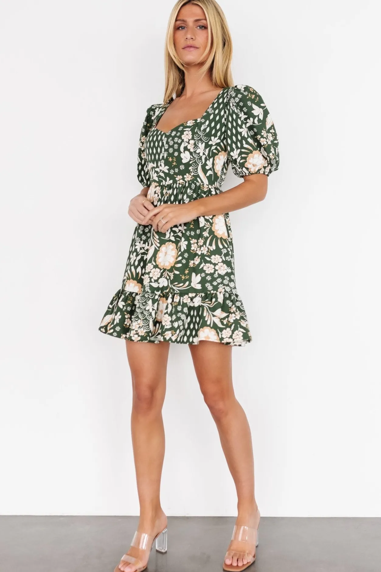 New Baltic Born Clea Sweetheart Mini Dress | Olive Multi OliveMulti