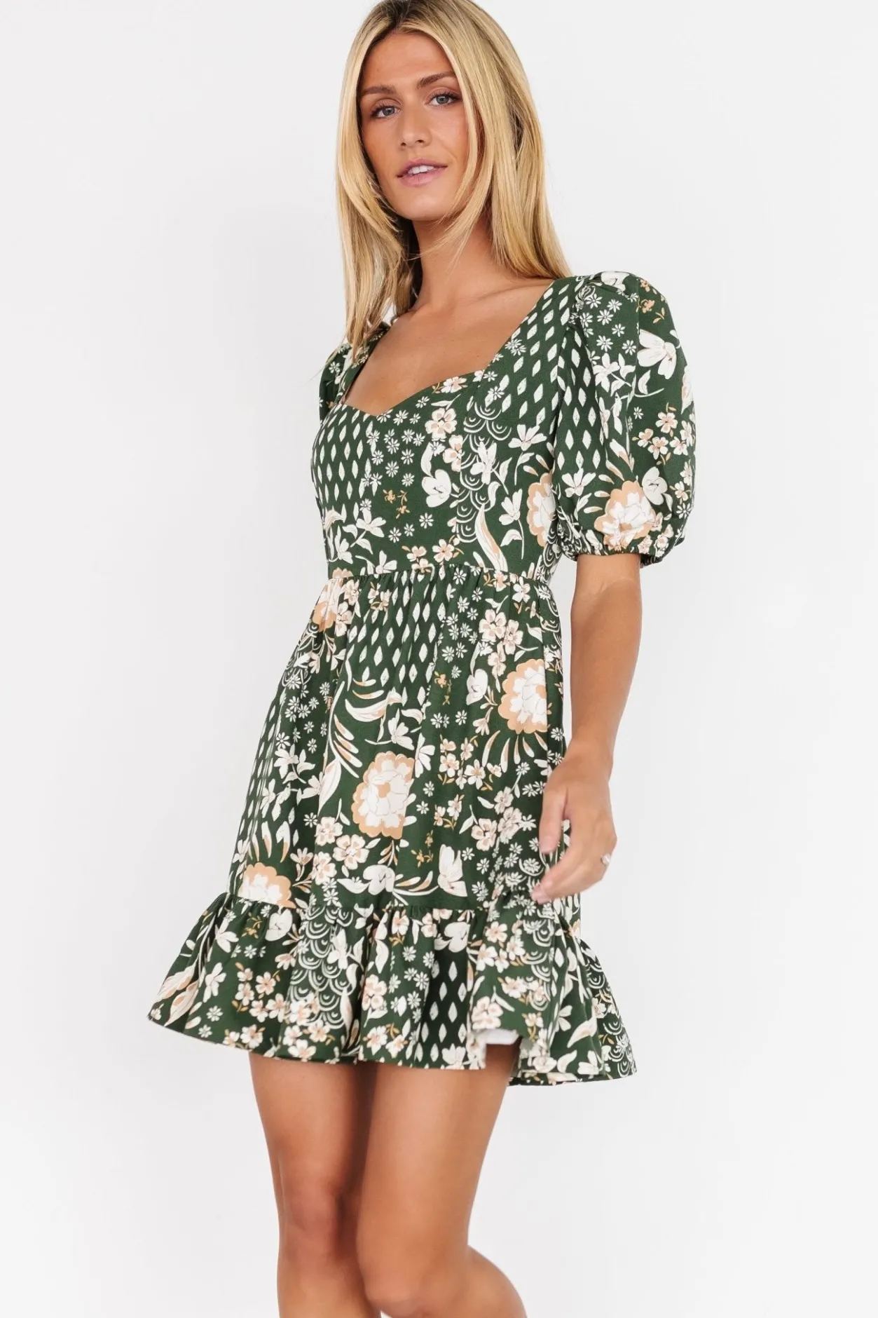 New Baltic Born Clea Sweetheart Mini Dress | Olive Multi OliveMulti