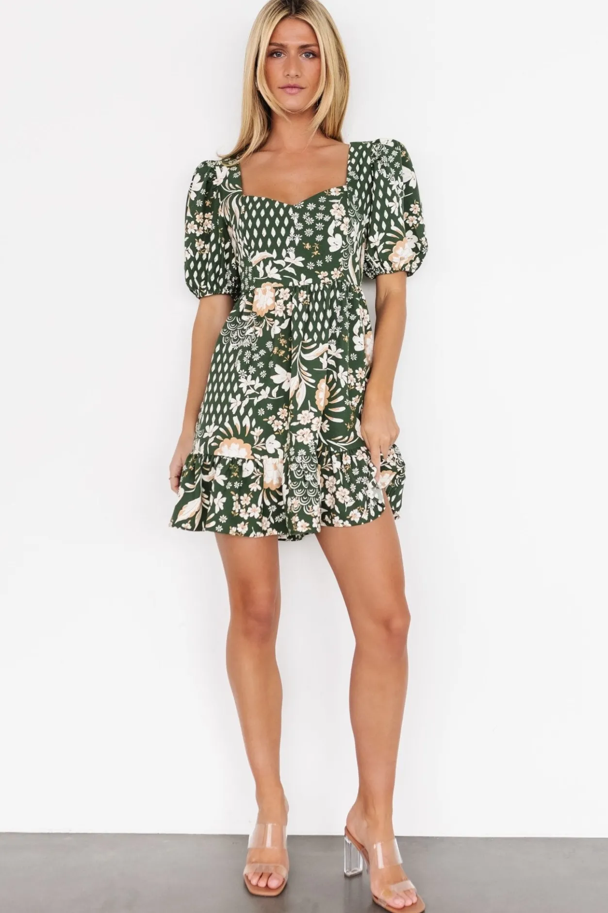 New Baltic Born Clea Sweetheart Mini Dress | Olive Multi OliveMulti