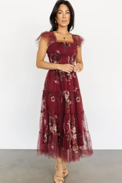 Sale Baltic Born Clementine Tulle Midi Dress | Wine Multi WineMulti