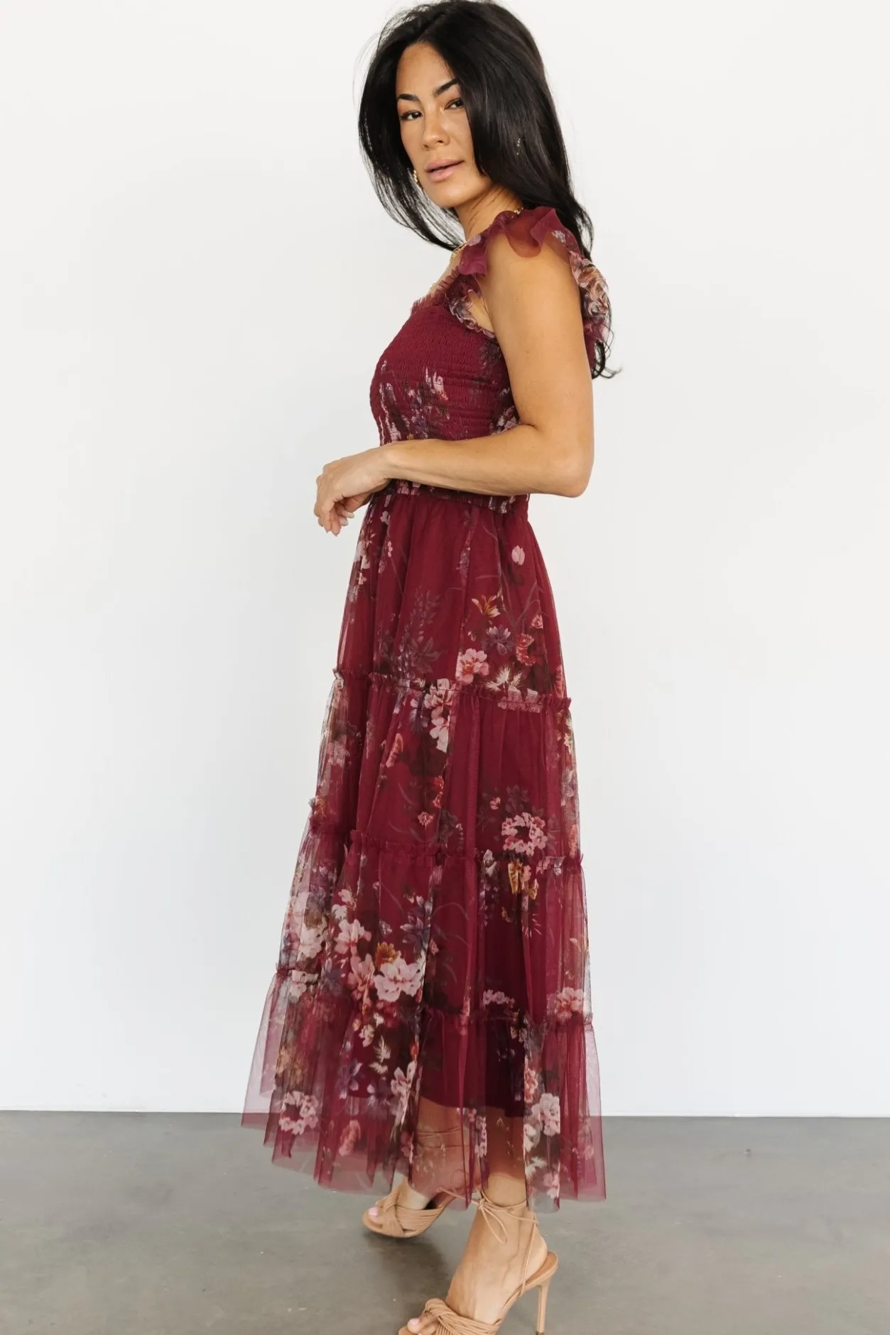 Sale Baltic Born Clementine Tulle Midi Dress | Wine Multi WineMulti