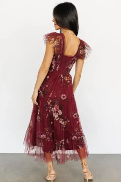 Sale Baltic Born Clementine Tulle Midi Dress | Wine Multi WineMulti