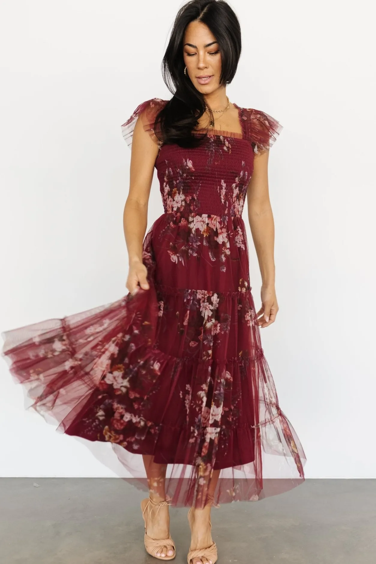 Sale Baltic Born Clementine Tulle Midi Dress | Wine Multi WineMulti