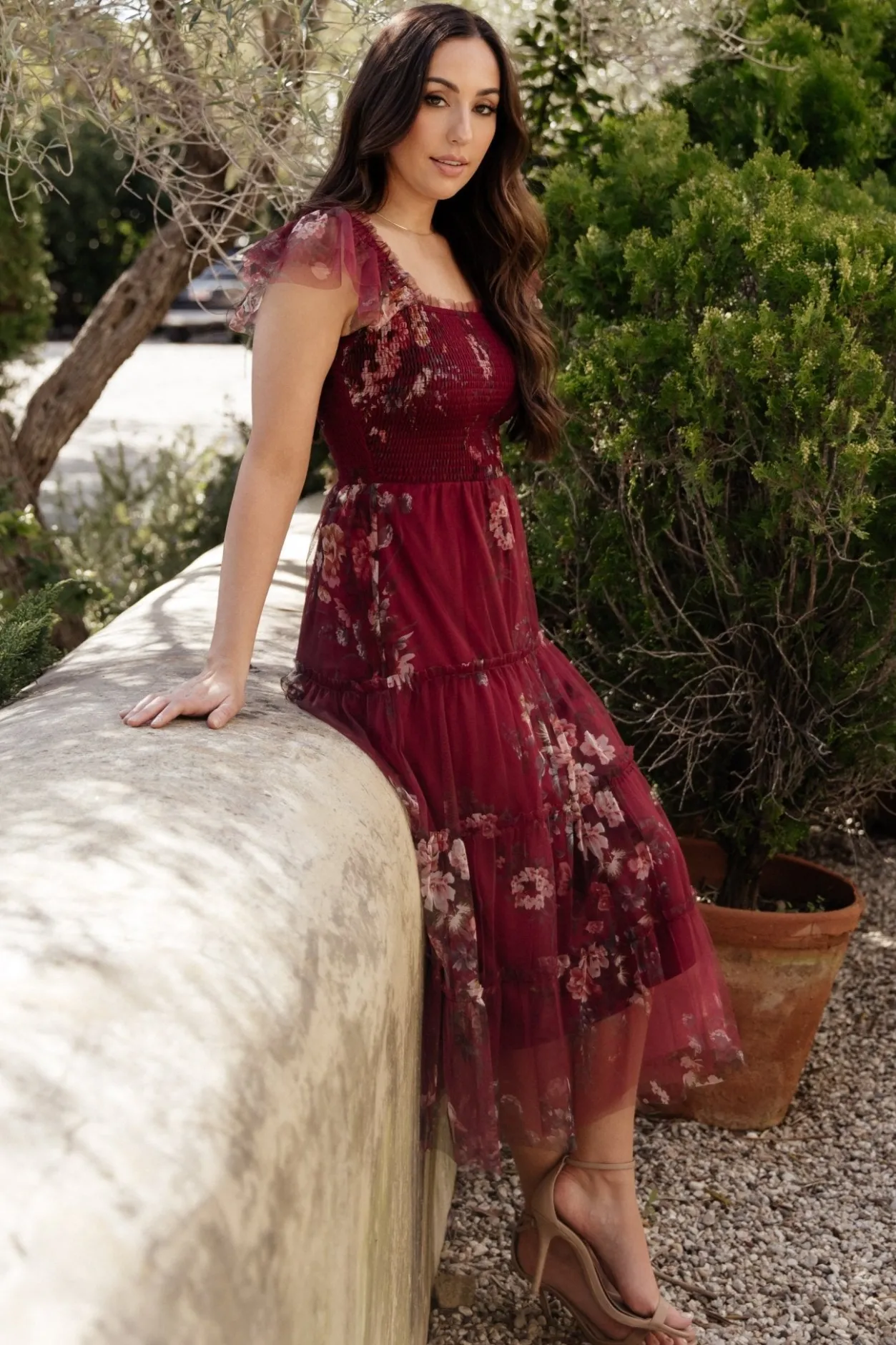 Sale Baltic Born Clementine Tulle Midi Dress | Wine Multi WineMulti