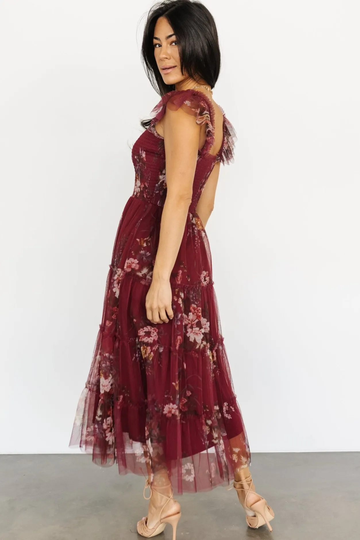 Sale Baltic Born Clementine Tulle Midi Dress | Wine Multi WineMulti