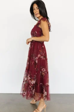 Sale Baltic Born Clementine Tulle Midi Dress | Wine Multi WineMulti