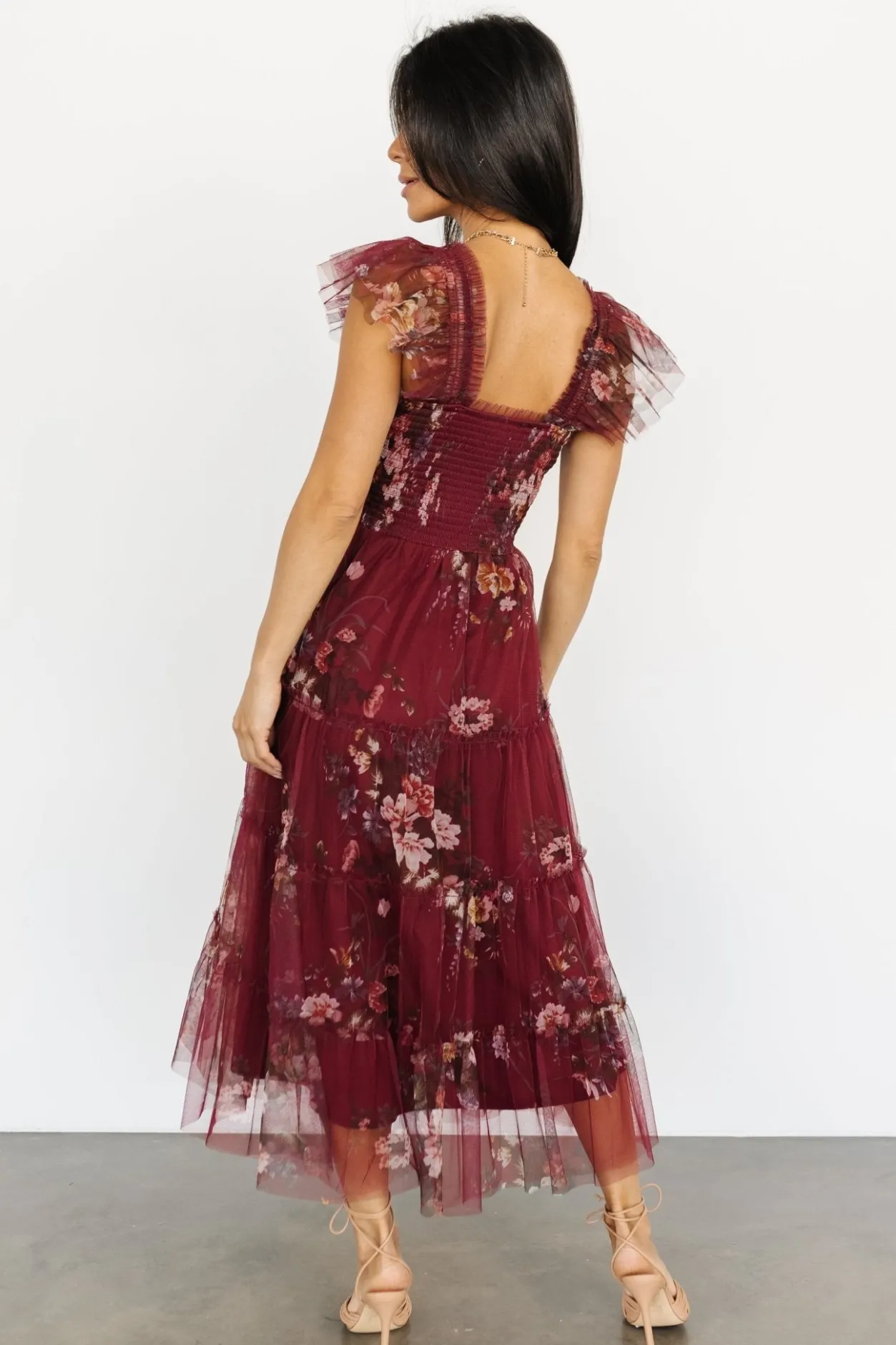 Sale Baltic Born Clementine Tulle Midi Dress | Wine Multi WineMulti