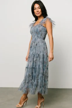 Best Baltic Born Clementine Tulle Midi Dress | Dusty Blue Floral DustyBlueFloral