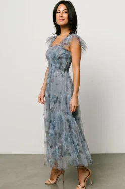 Best Baltic Born Clementine Tulle Midi Dress | Dusty Blue Floral DustyBlueFloral