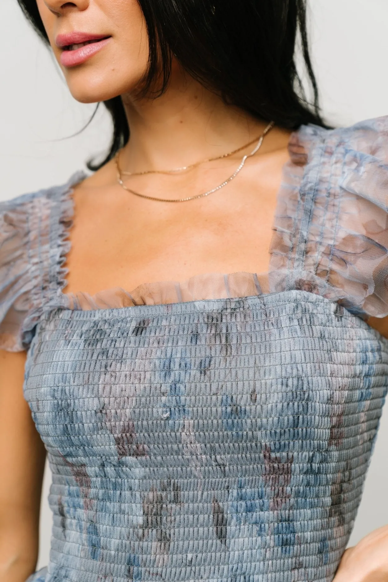 Best Baltic Born Clementine Tulle Midi Dress | Dusty Blue Floral DustyBlueFloral