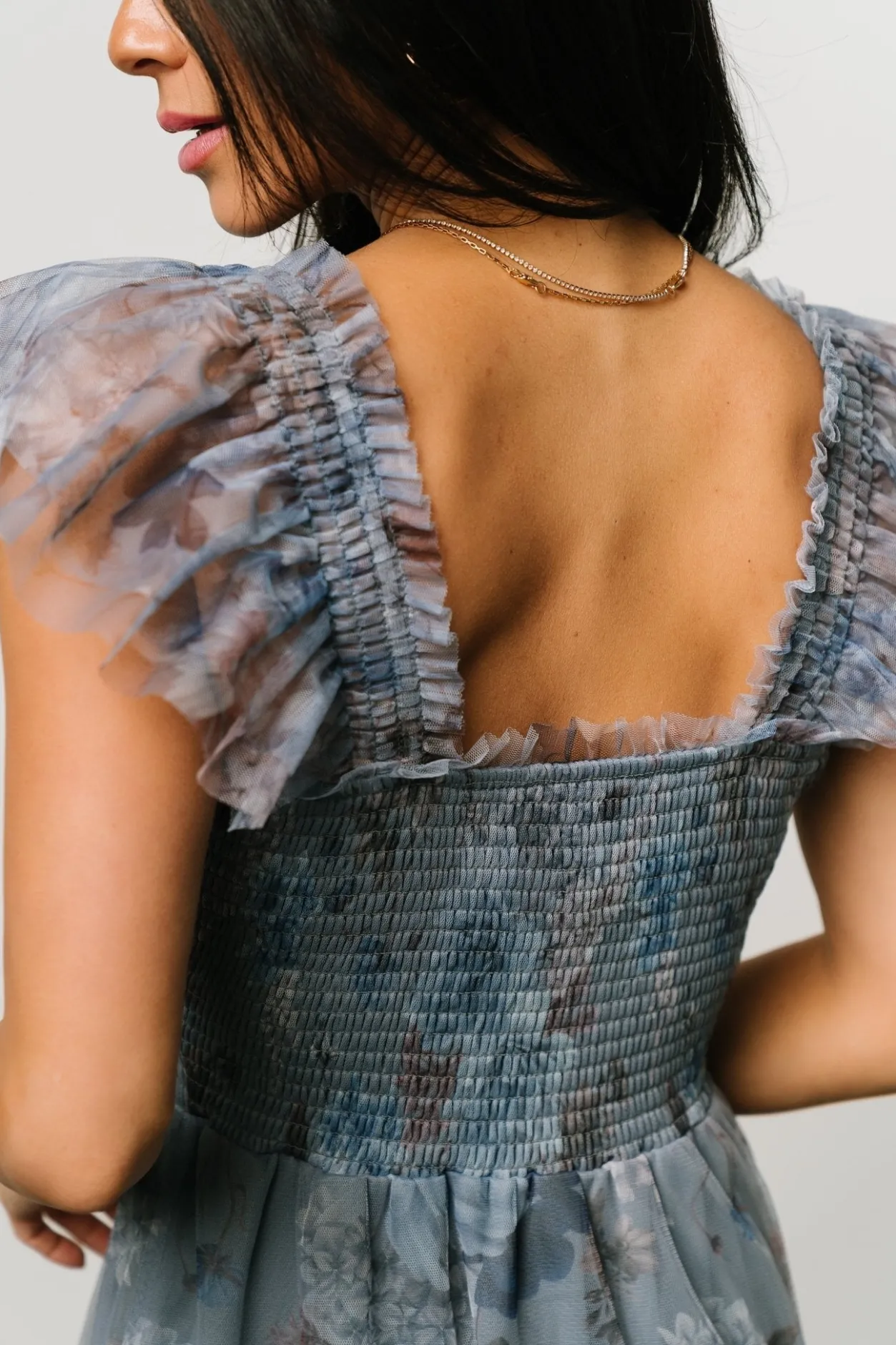 Best Baltic Born Clementine Tulle Midi Dress | Dusty Blue Floral DustyBlueFloral