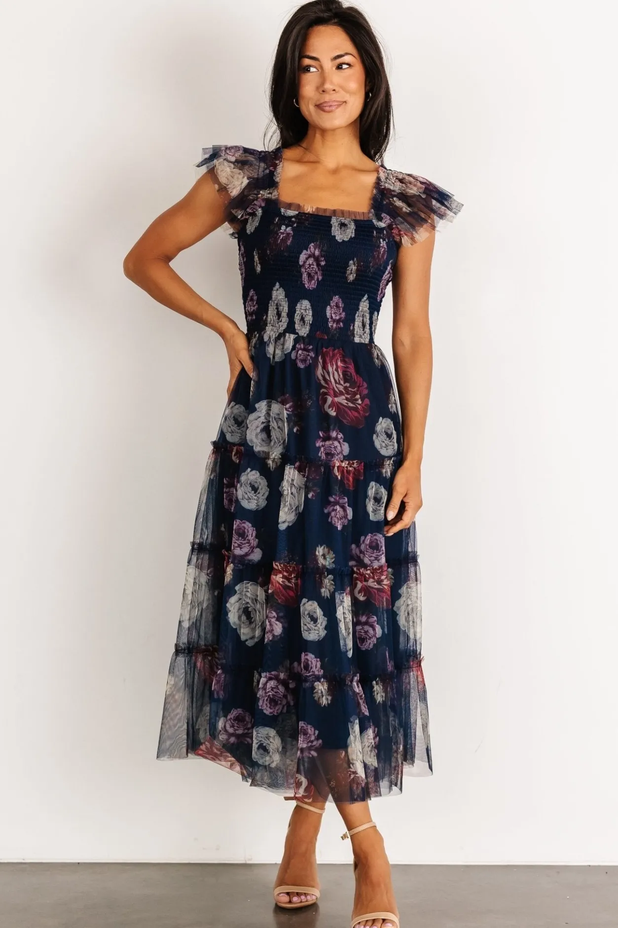 Sale Baltic Born Clementine Tulle Midi Dress | Navy Floral NavyFloral