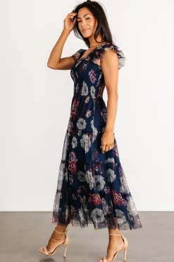 Sale Baltic Born Clementine Tulle Midi Dress | Navy Floral NavyFloral
