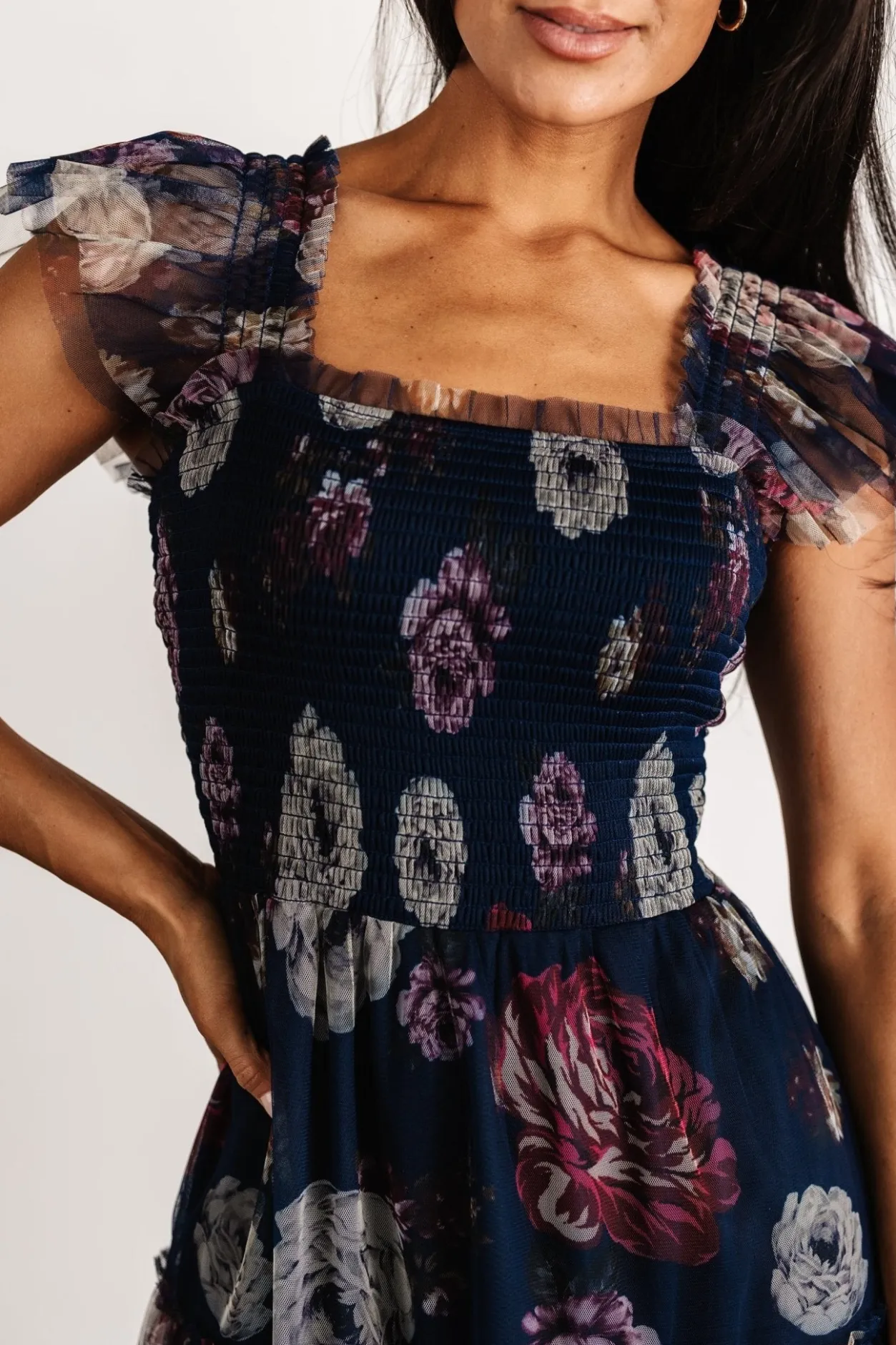 Sale Baltic Born Clementine Tulle Midi Dress | Navy Floral NavyFloral