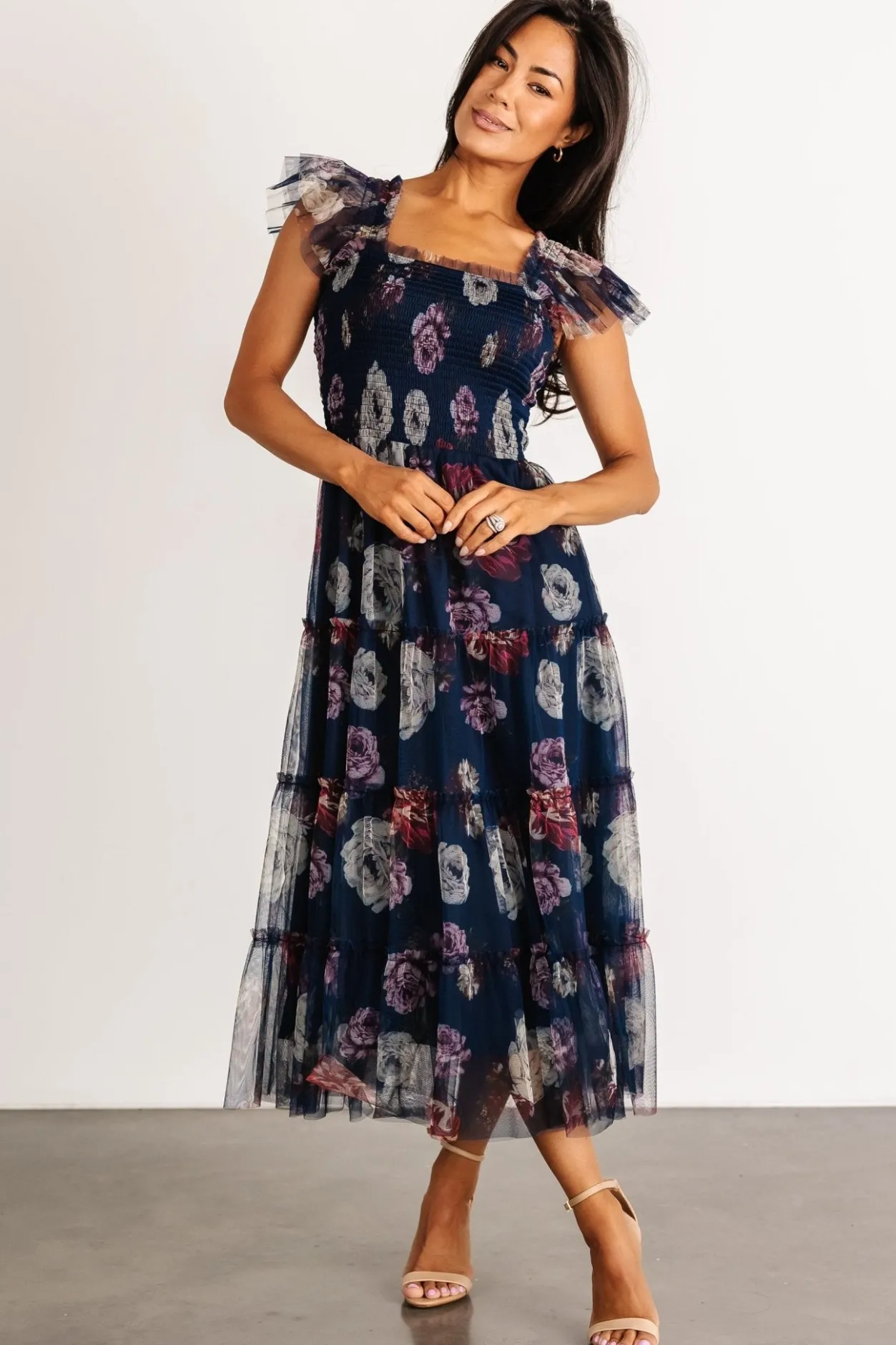 Sale Baltic Born Clementine Tulle Midi Dress | Navy Floral NavyFloral